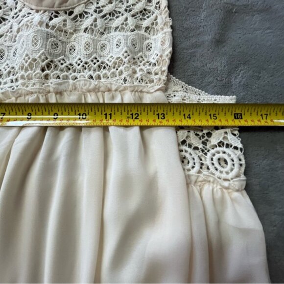 Rebellion Again Ivory Crochet & Sheer Boho Babydoll Dress - Picture 8 of 11